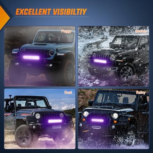 LED Light Bar 12 Inch 72W Spot Flood Combo Beam Off Road Lamp Fishing Purple