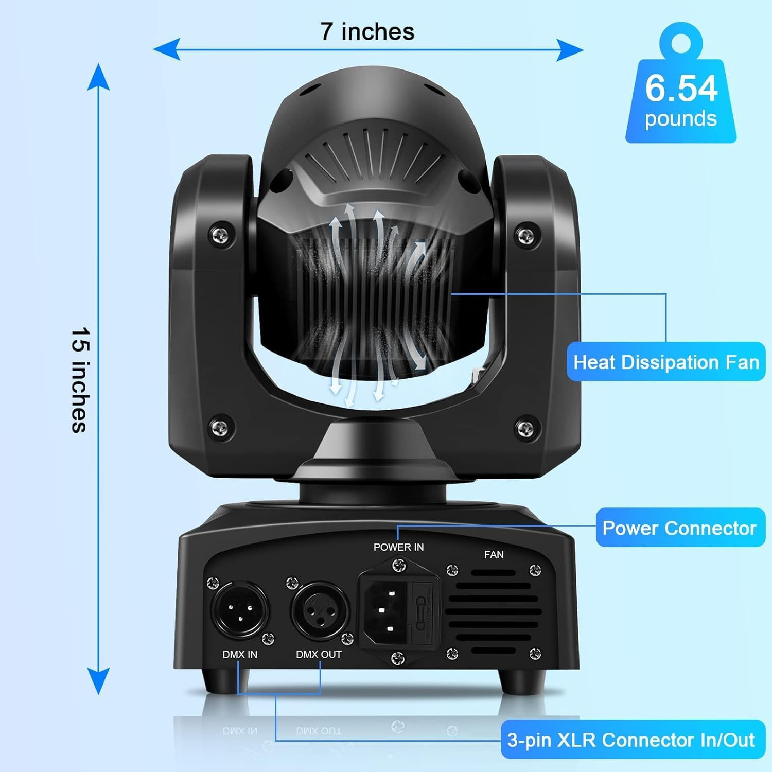 U`King Stage Lights Moving Head Lights 8 Gobos 8 Colors 11 Channels 25W Spotligh