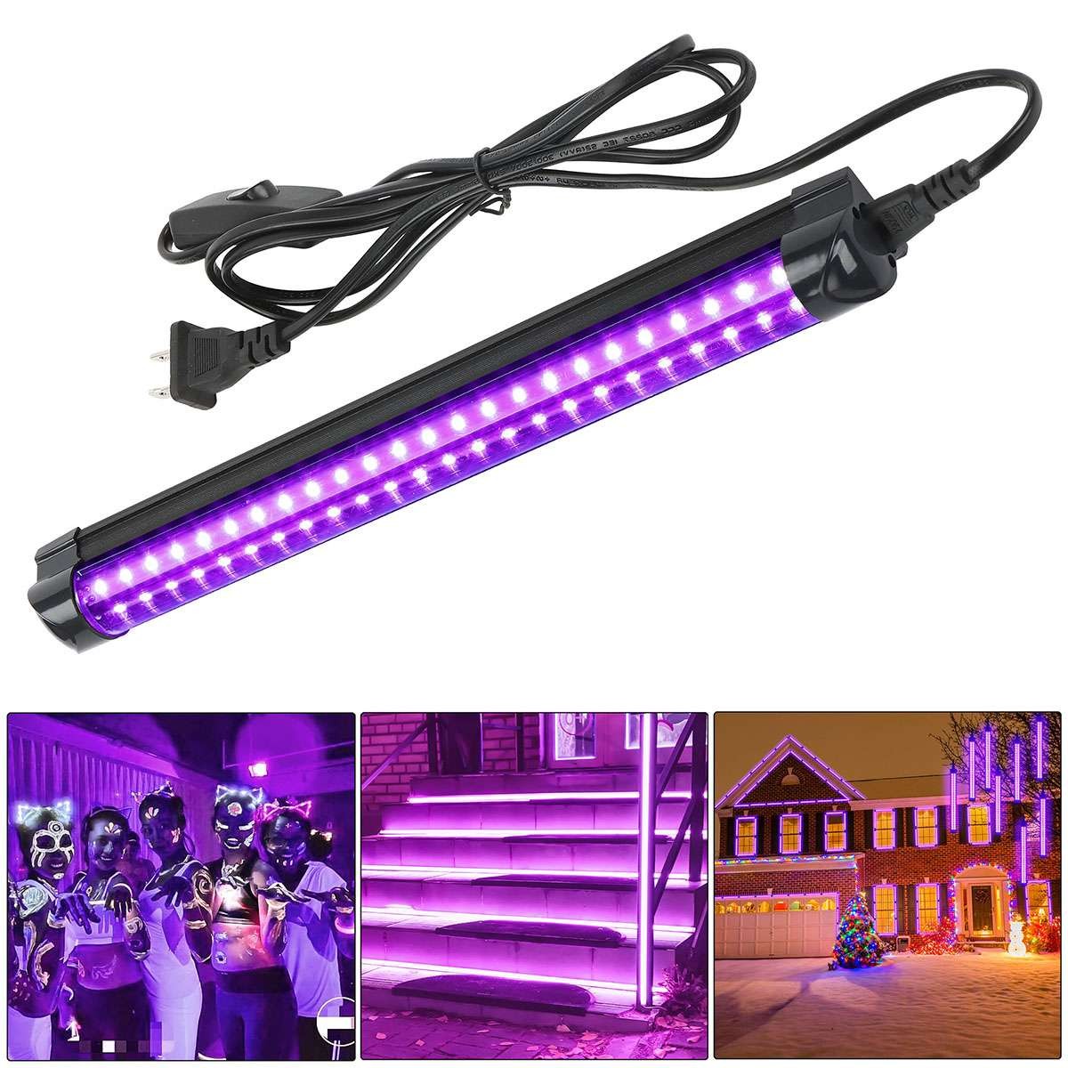 48 LED UV Black Light Bar Fixtures Ultraviolet Blacklight Lamp Strip Party Club