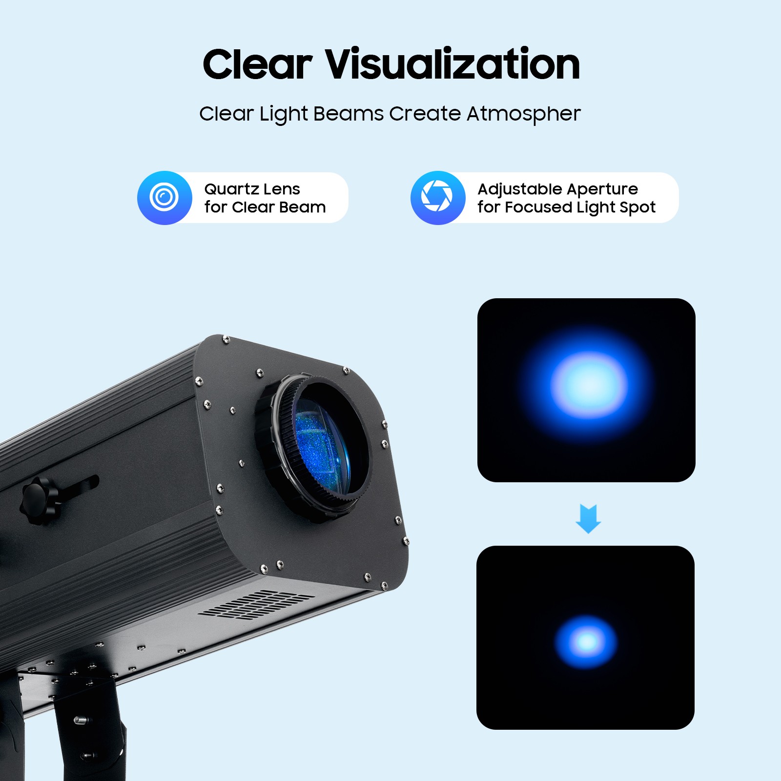 Stage Spotlight Manual Control Adjustable Aperture Follow Spot Light W/ Tripod
