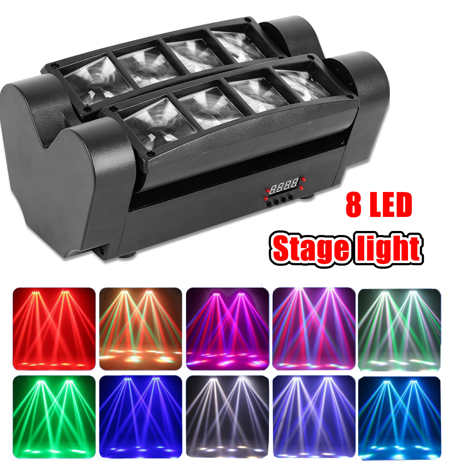 80W 8 LED Spider Moving Head Beam Stage Lighting RGBW DMX Disco Party DJ Lights