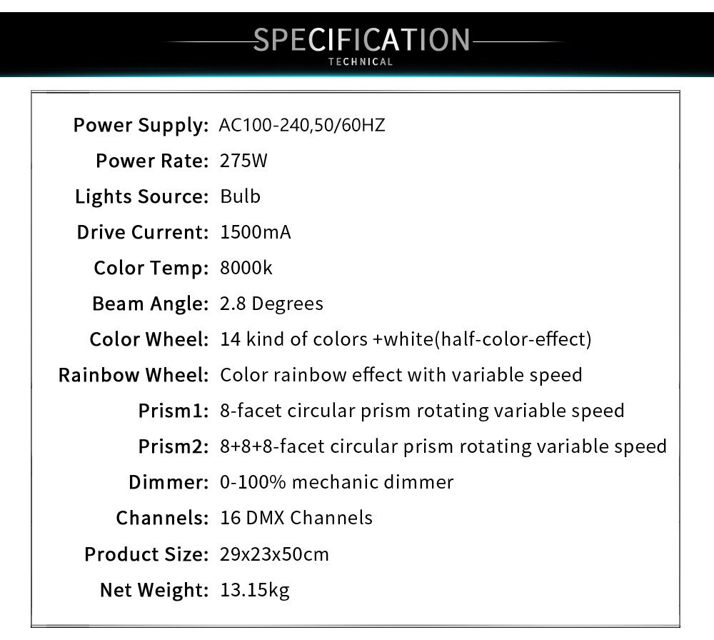2pcs 10R 275W Beam Gobo Moving Head Lighting with Flight Case