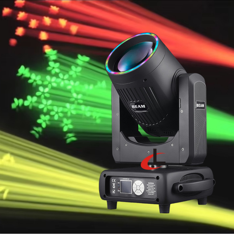 2PC 295W Beam Moving Head Light RGB LED Ring Rainbow Stage Light 8+16+24 3Prisms