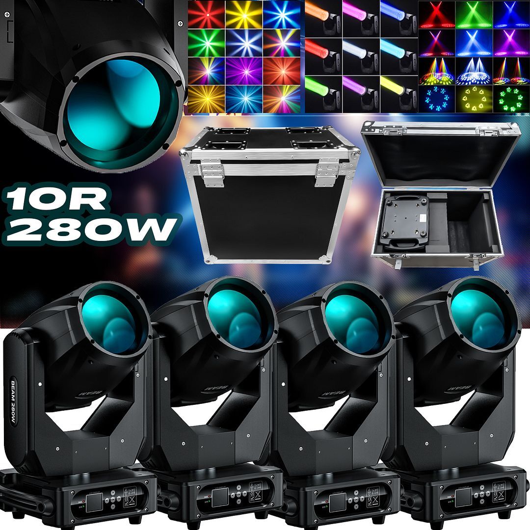 10R 280W LED Beam Moving Head Light Prism Gobo DJ Stage Spot Lighting DMX & Case