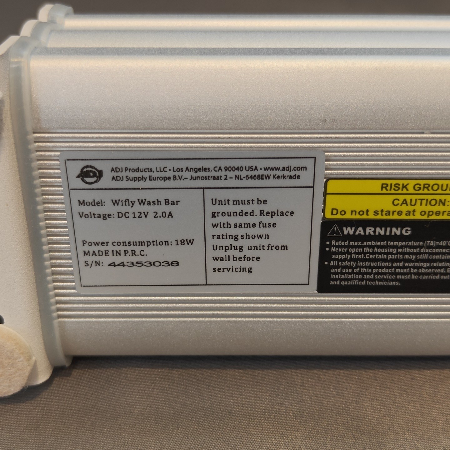 ADJ Wifly Wash Bar 20 inch, DC 12V, 2.0 A