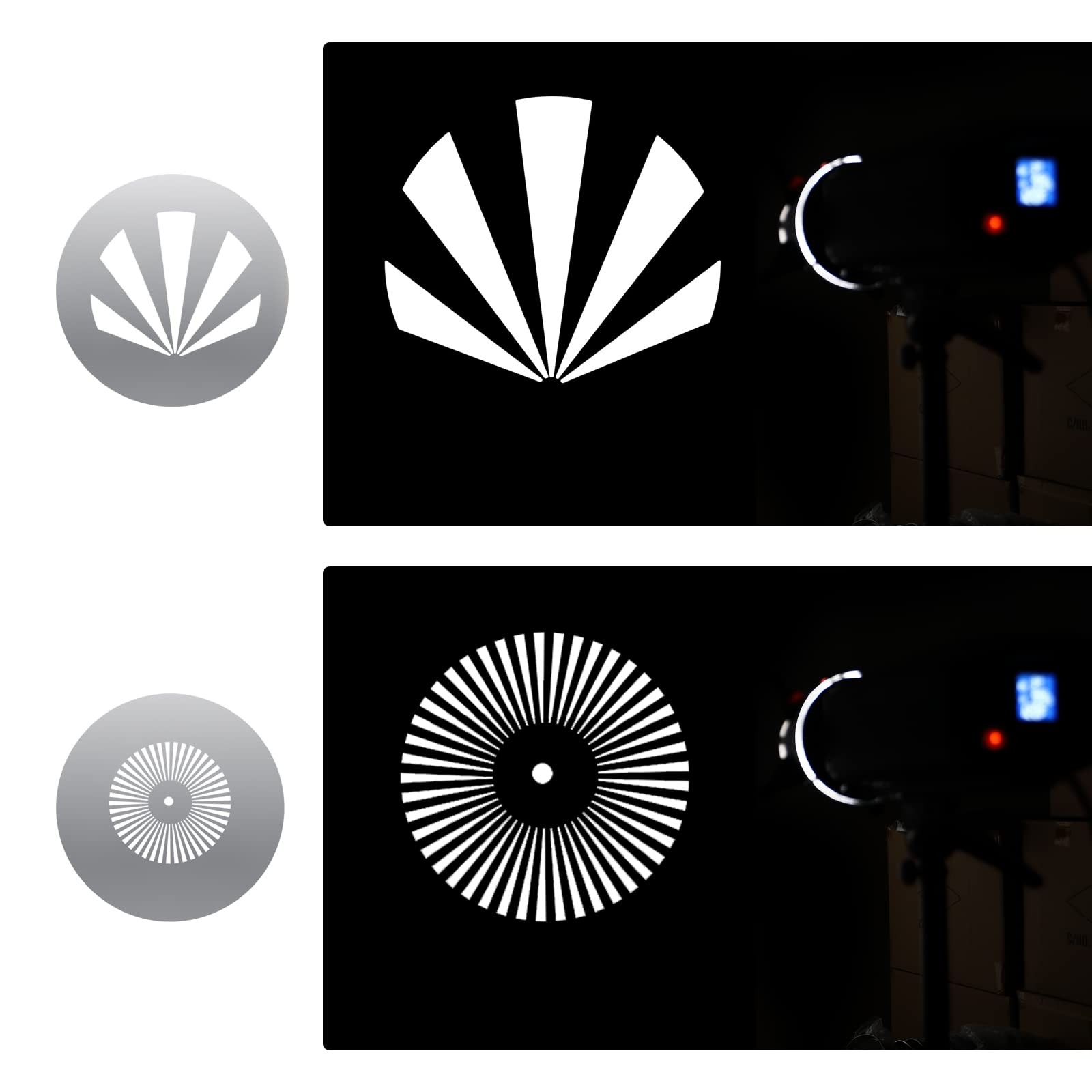 12-Pack Round GOBO Kit, 66mm Metal Plates for Spotlight Lighting Effects