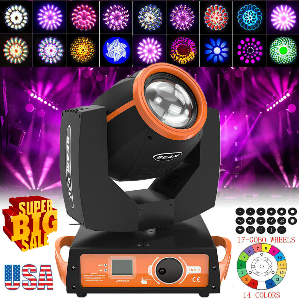 7R Beam Moving Head Light 230W Gobo Stage Lighting 16 Prism DJ Party Flight Case