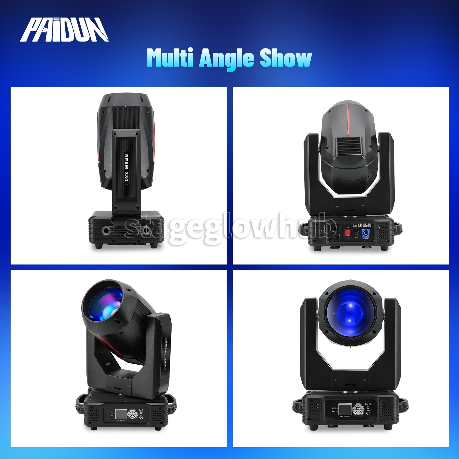 PAIDUN 380W 20R Beam Moving Head Light DMX Music Control DJ Disco Bar Event Show