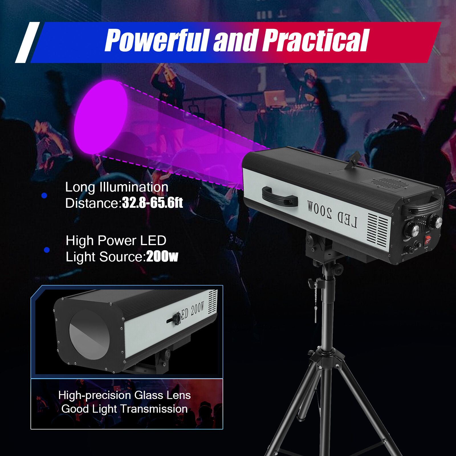 200w 110V Corded Electric Follow Spot Light & Support Stand Manual Control