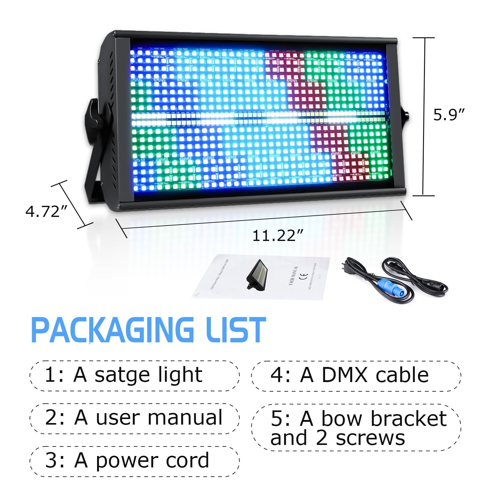 Stage Light Bar LED 200W DJ Strobe Light 768 LEDs RGBW DJ Lights with 46 Zone…