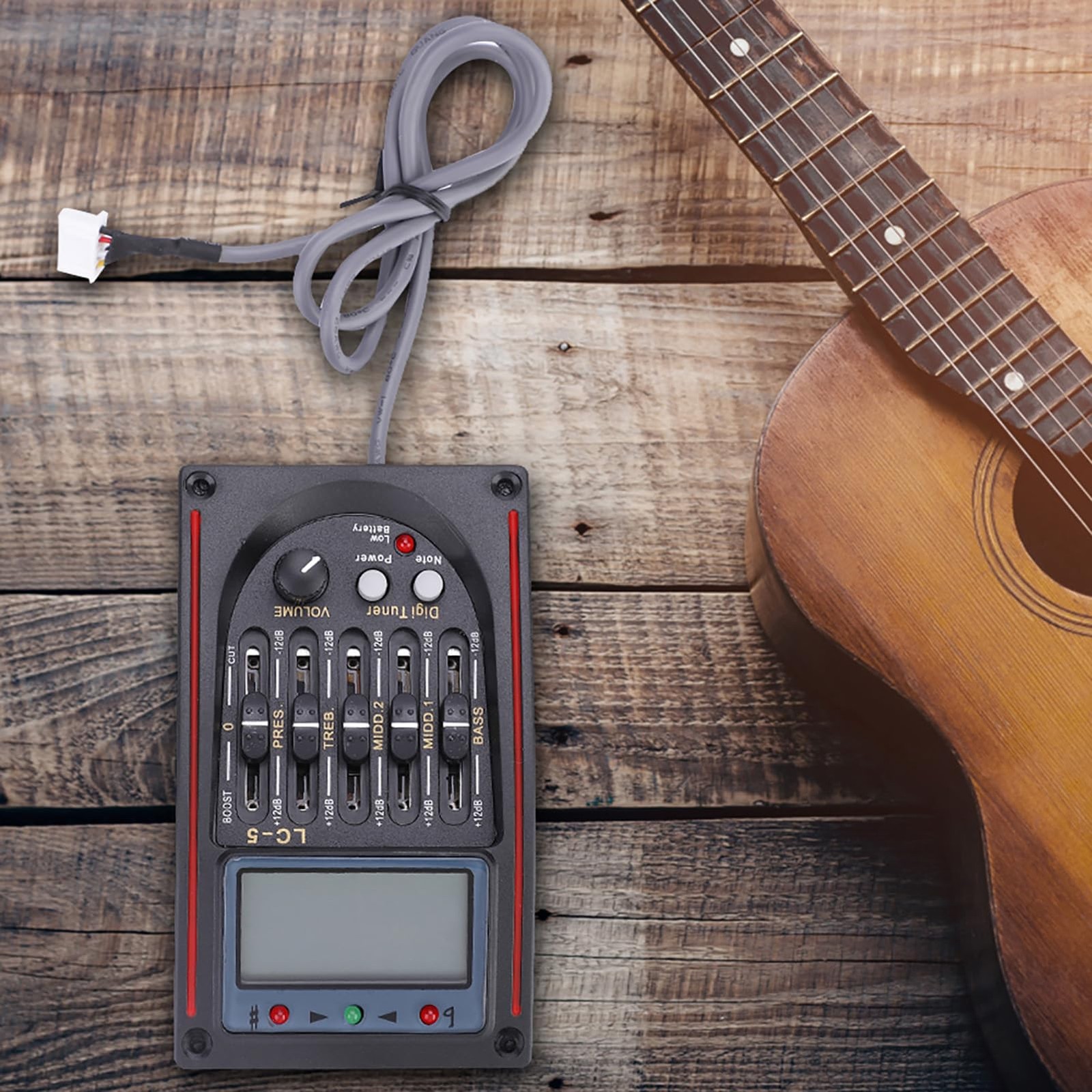Cunyuer 5 Band Acoustic Guitar Preamp,LCD Acoustic Guitar Pickup, Piezo Picku…