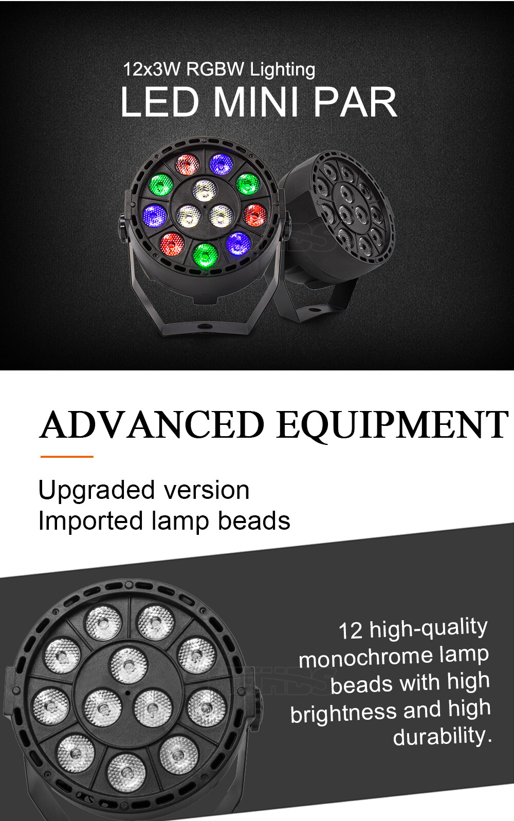 SHEHDS LED Flat Par 12x3W RGBW Lighting For DJ Disco Stage Effect Party Club