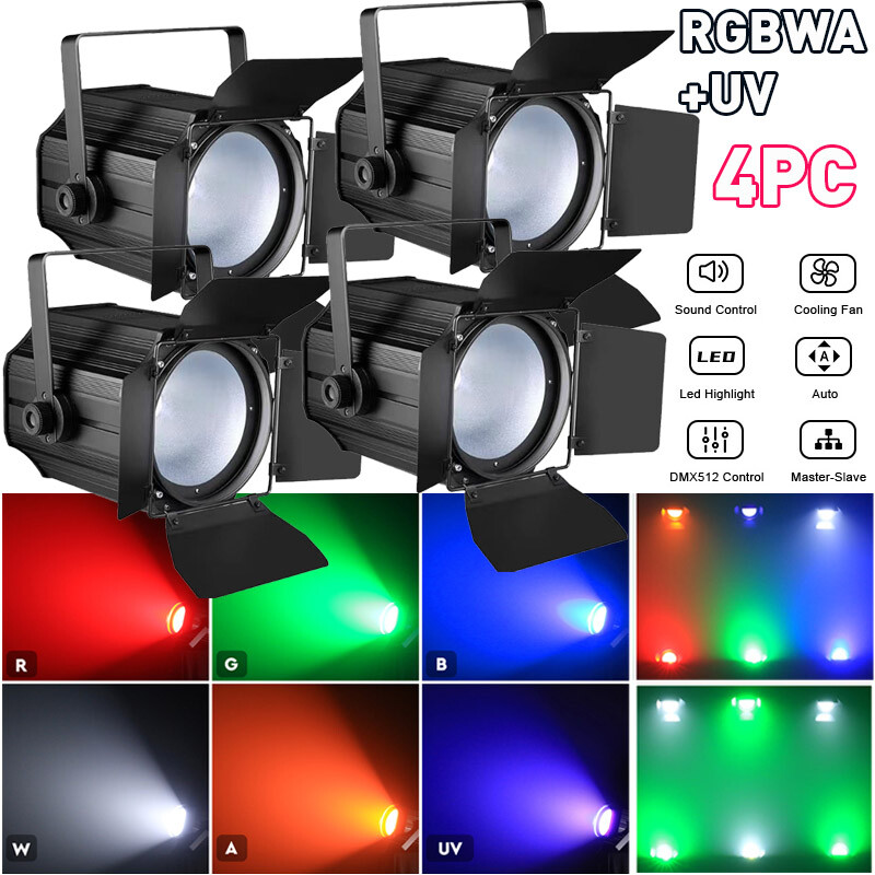 200W 6 in 1 RGBWA+UV COB LED Par Light Wash Stage Lighting DMX Disco Bar w/Cover