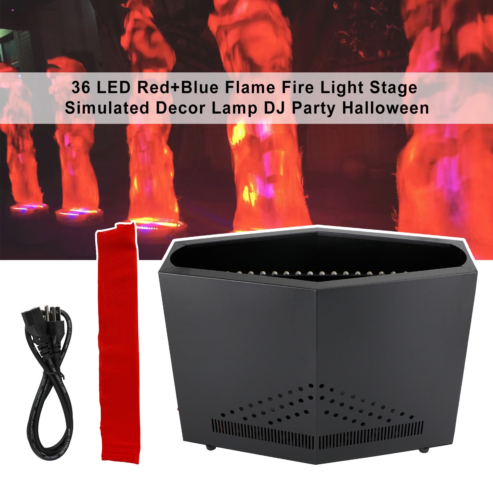 🔥36 LED Red+Blue Flame Fire Light Stage Simulated Decor Lamp DJ Party Halloween