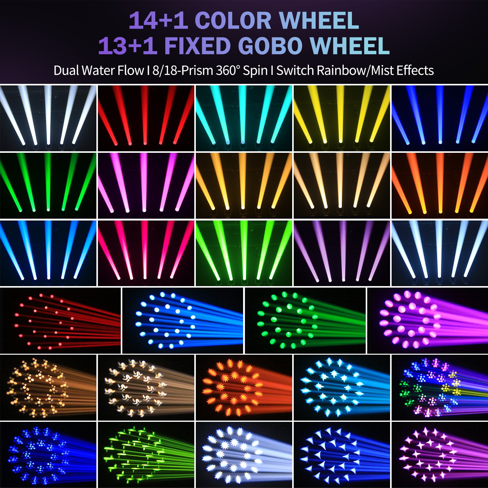 380W LED Moving Head Stage Light RGBW Gobo Beam DMX Lighting For DJ Disco Show
