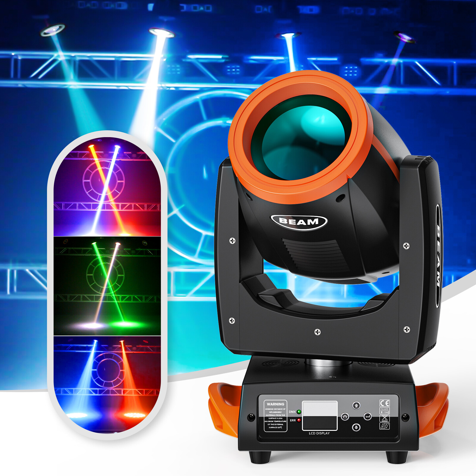230W 7R Beam Moving Head Light 24Prism Gobo Strobe Color Mixing LED DJ Lighting
