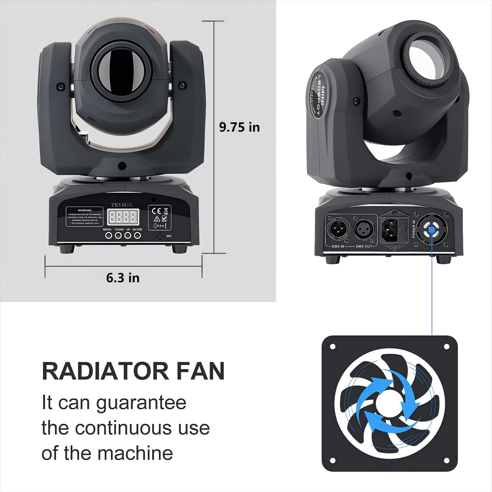 ZKYMZL 25W LED Moving Head DJ Lights – 8 Gobos, 8 Colors, 9/11 Channels, DMX …