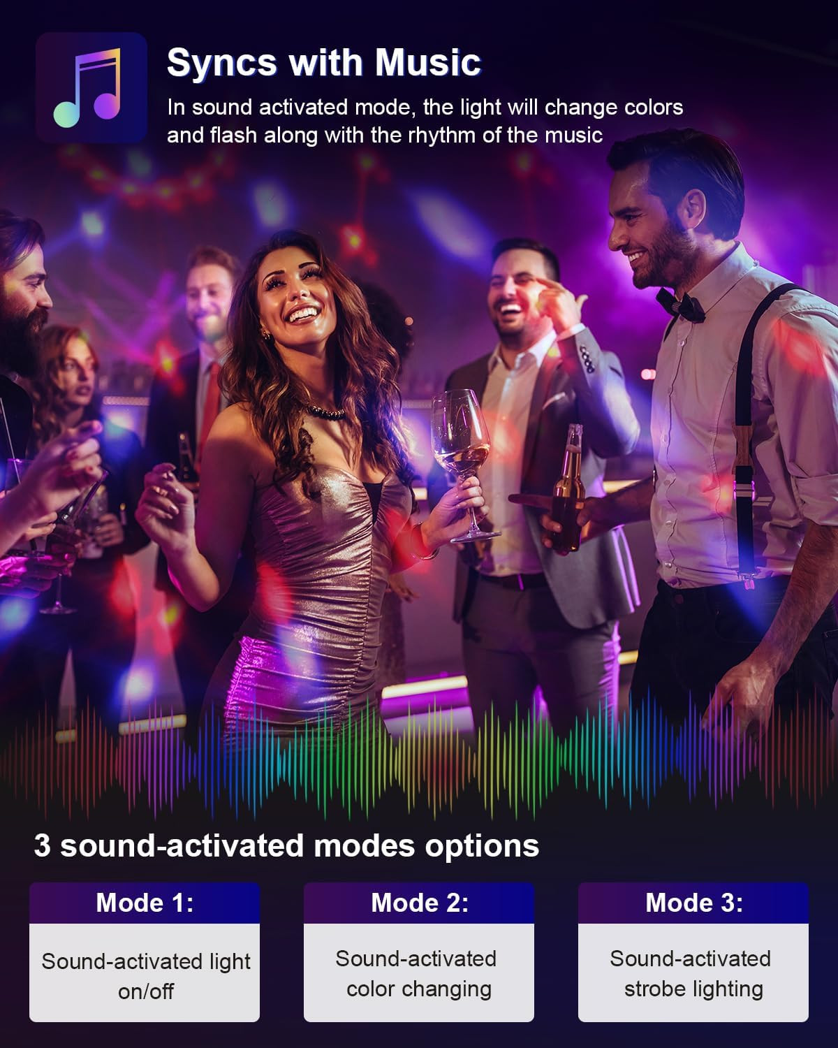 [2-Pack] Sound Activated Party Lights with Remote Control Dj Lighting, RGB Disc