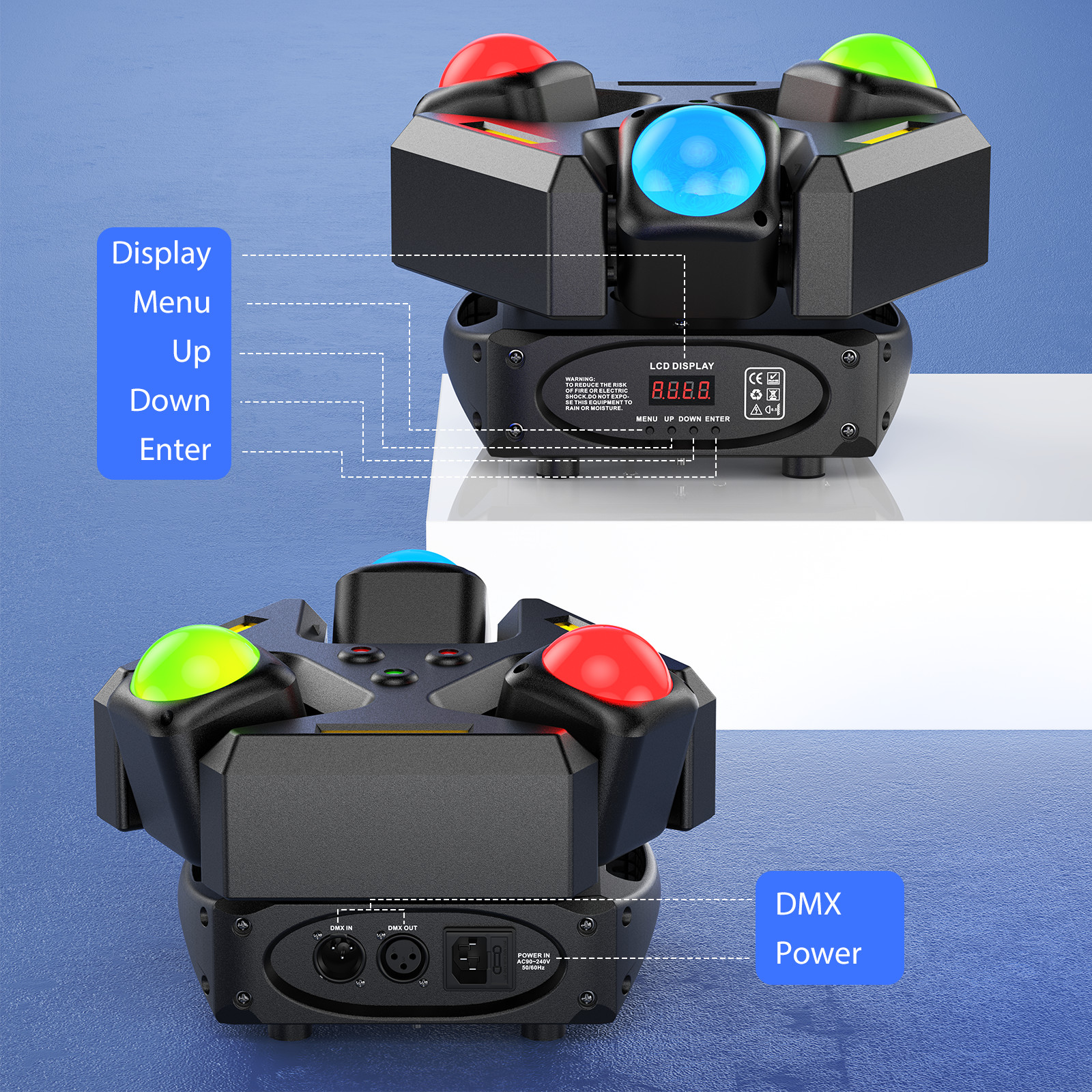 180W 3 Head Moving Light With Starlight Strobe Beams DMX For Small Party Event