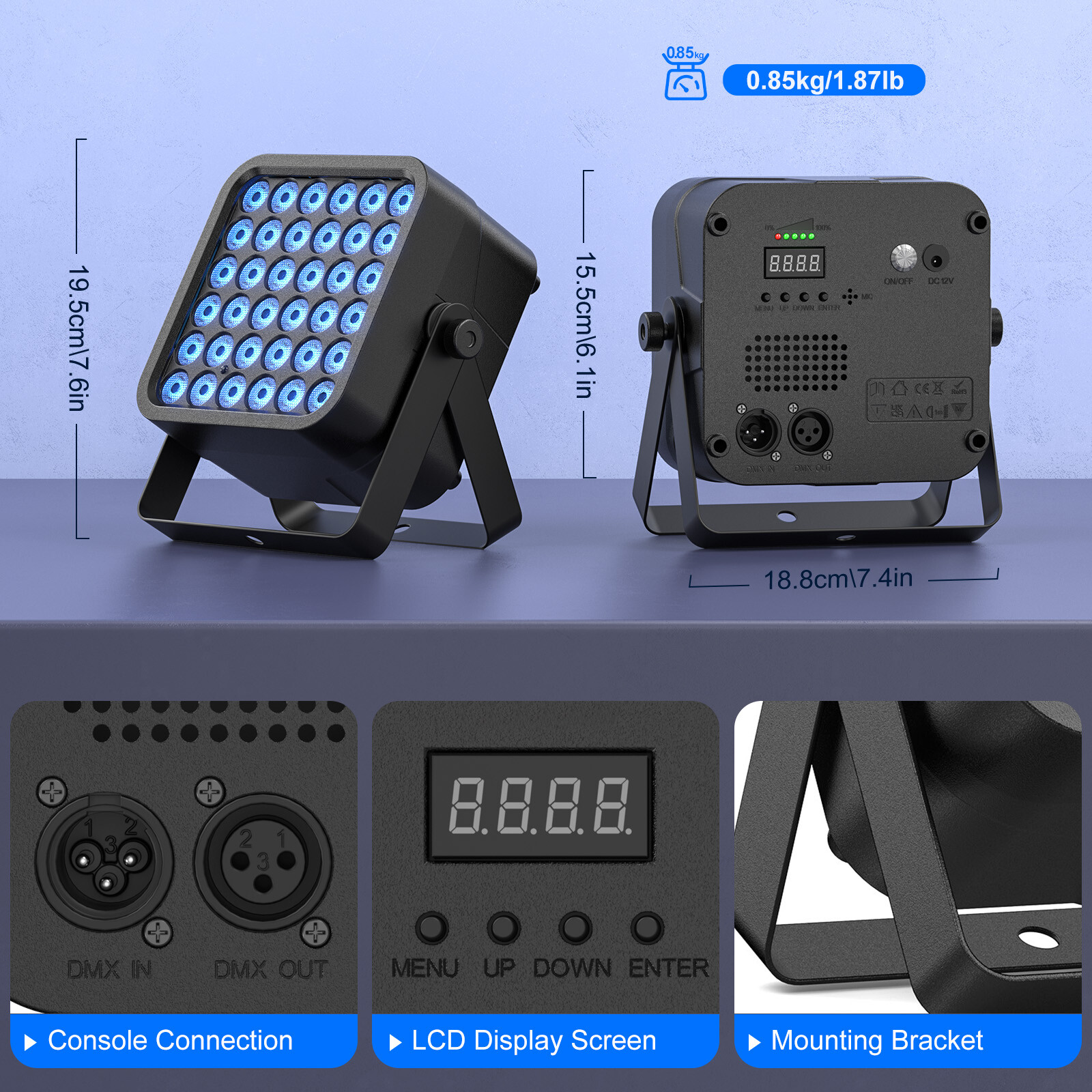 10PCS Rechargeable 36LED RGB Battery Par Stage Light DMX Party DJ Show Wireles