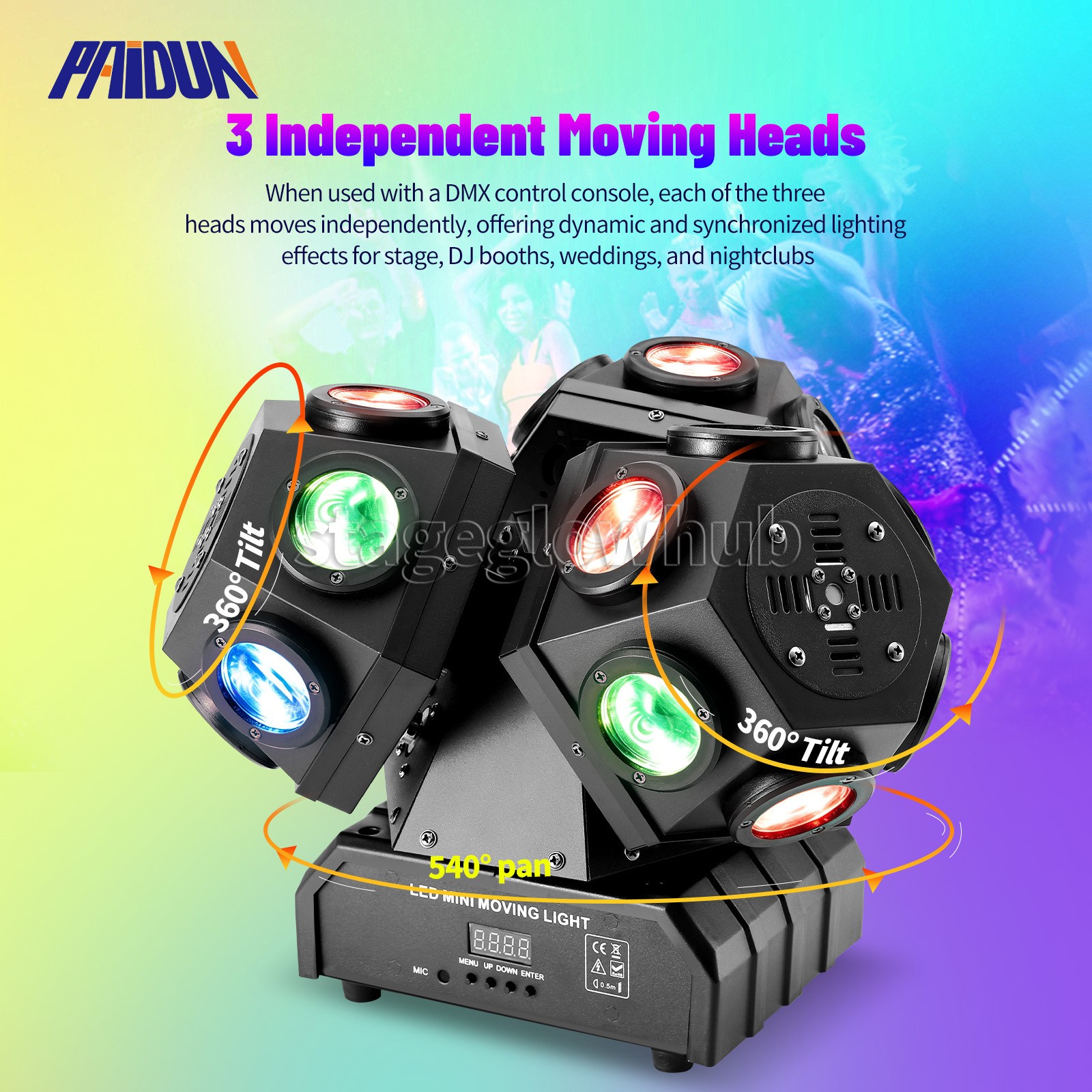 PAIDUN 200W RGBW LED Moving Head Light Laser Beam Strobe DJ Disco Club KTV Party