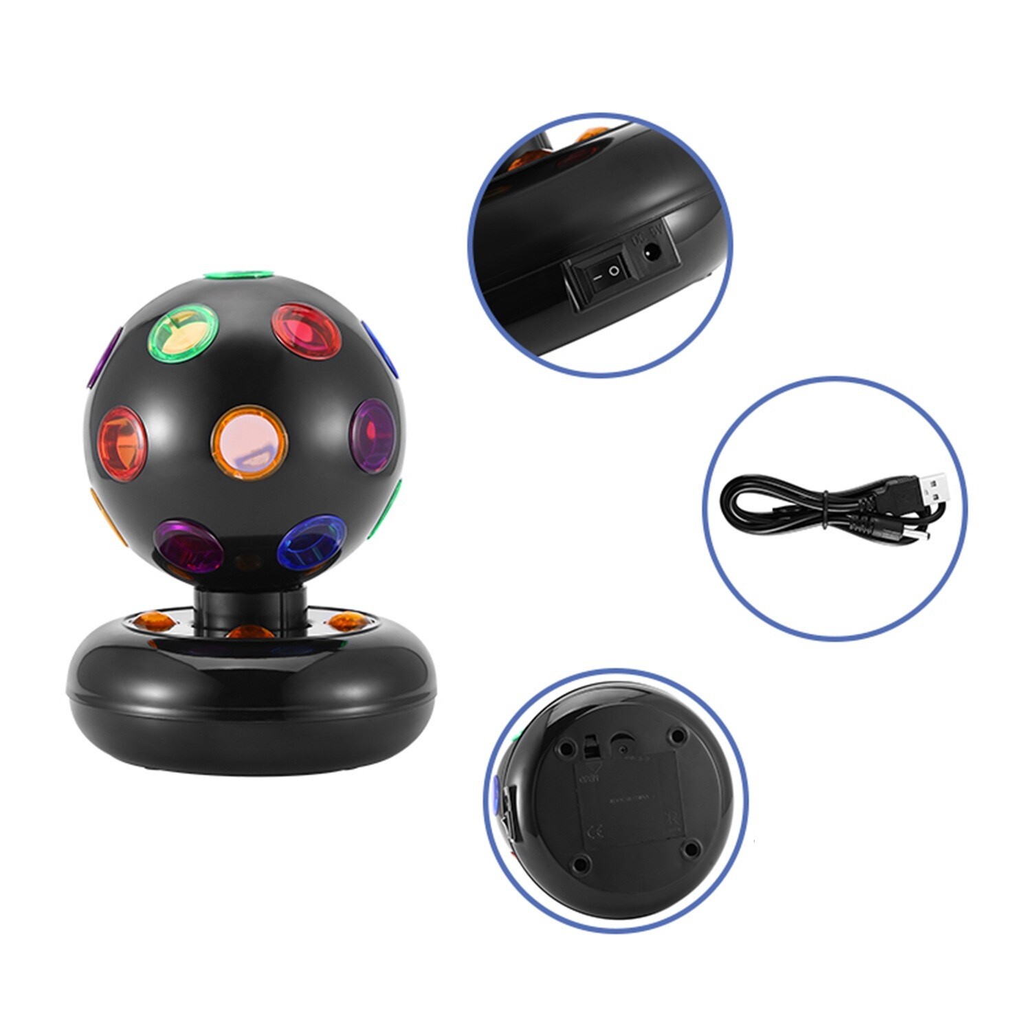 Disco Light Ball 4.0″ Size USB Power Turning Dancing Party KTV Decoration US