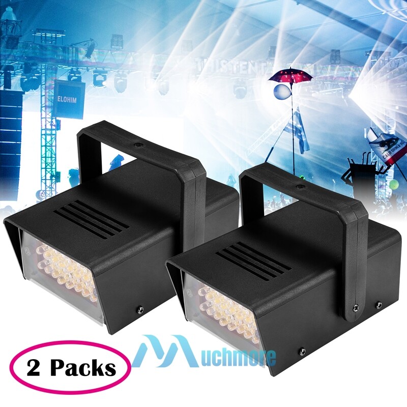 2X Mini DJ Strobe Light Flash Light 24LED Bulb Club Stage Light Party Disco 110V