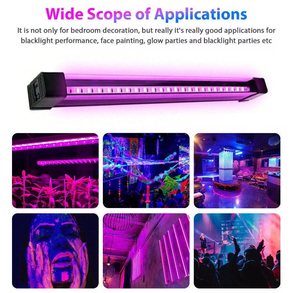 1-6PC 24LED UV Black Light Bar Fixtures Ultraviolet Lamp Strip USB DJ Party Club