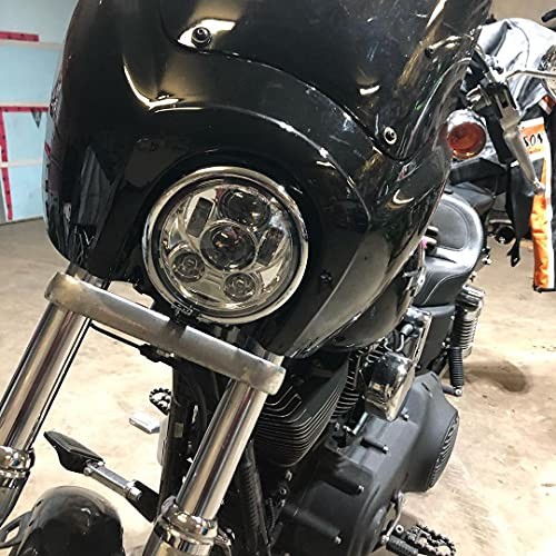 5-3/4 5.75 inch Aluminum Metal Head light Compatible with Sportster, Silver
