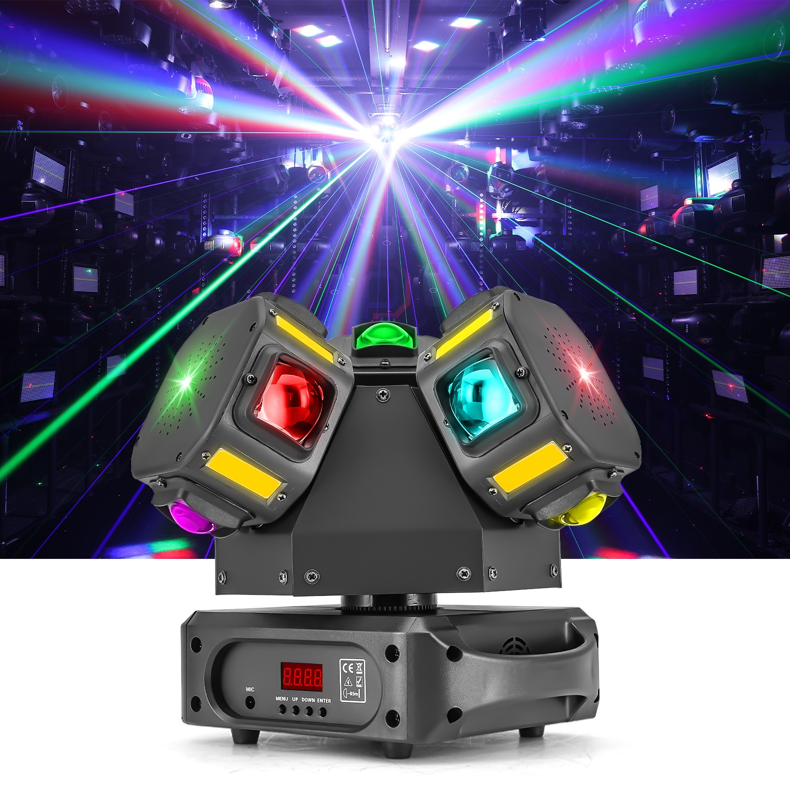 3 Head RGB Laser Moving Head Light Rotating Beam Stage Lighting DMX Strobe KTV