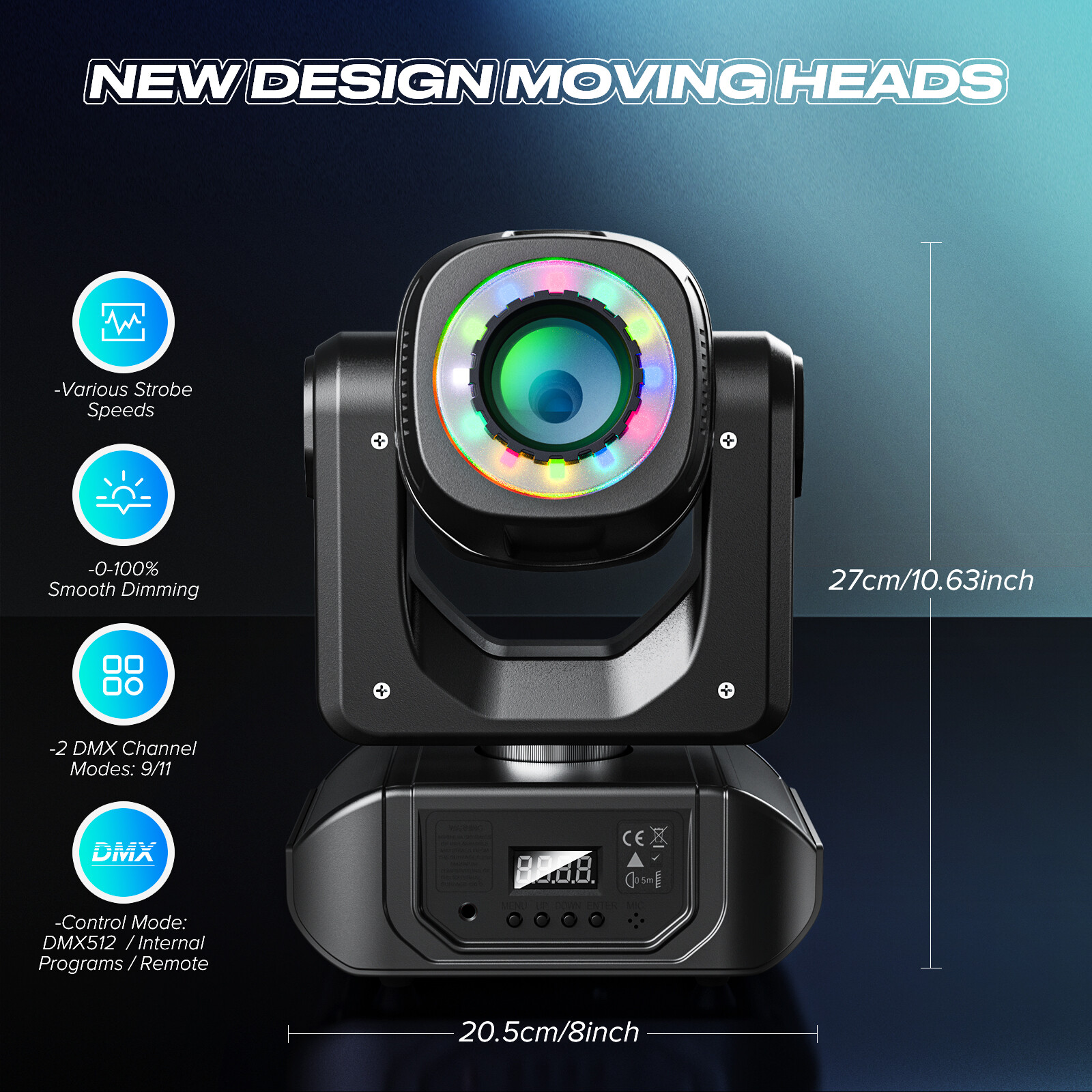 4PCS 120W LED Moving Head Lights DMX RGBW 8Gobos Beam Stage DJ Disco Lighting