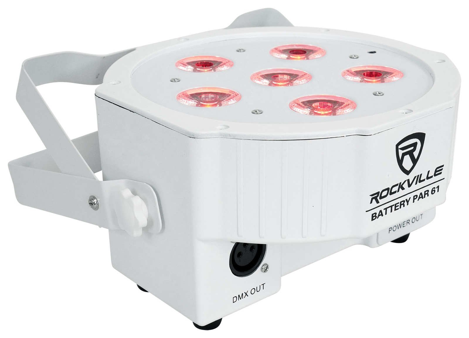 Rockville BATTERY PAR 61 White Rechargeable RGBWA+UV DMX DJ Wash Light+Remote