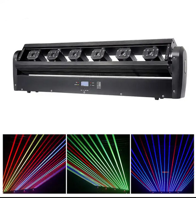 2Pack 6 Eyes Laser Moving Head Light RGB DMX512 DJ Party Disco Strobe Light Case