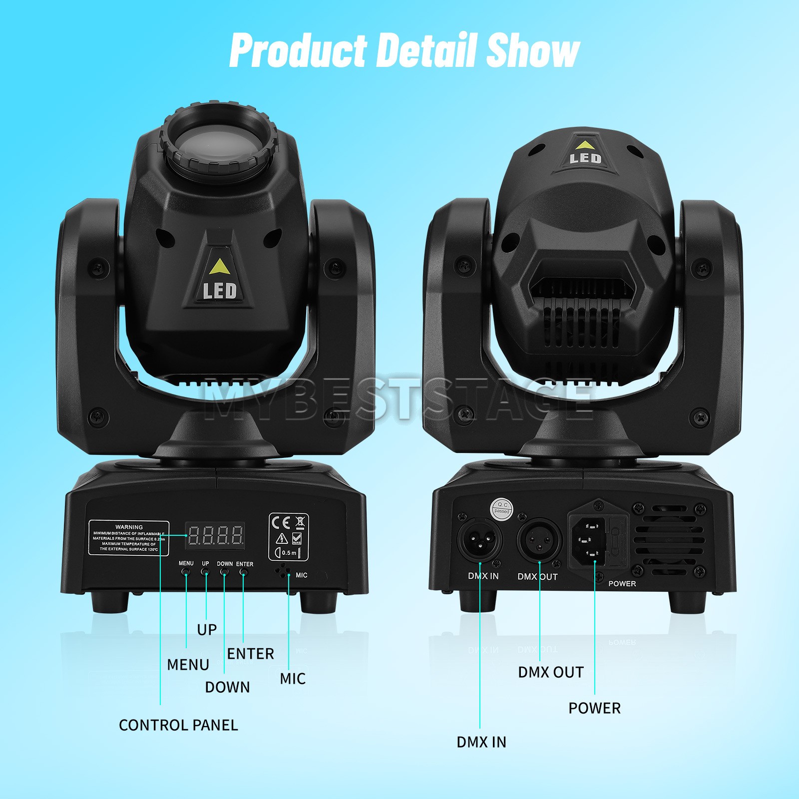 PAIDUN 120W Sharpy Beam Moving Head Light 8Gobo Music Control Disco Bar DJ Party