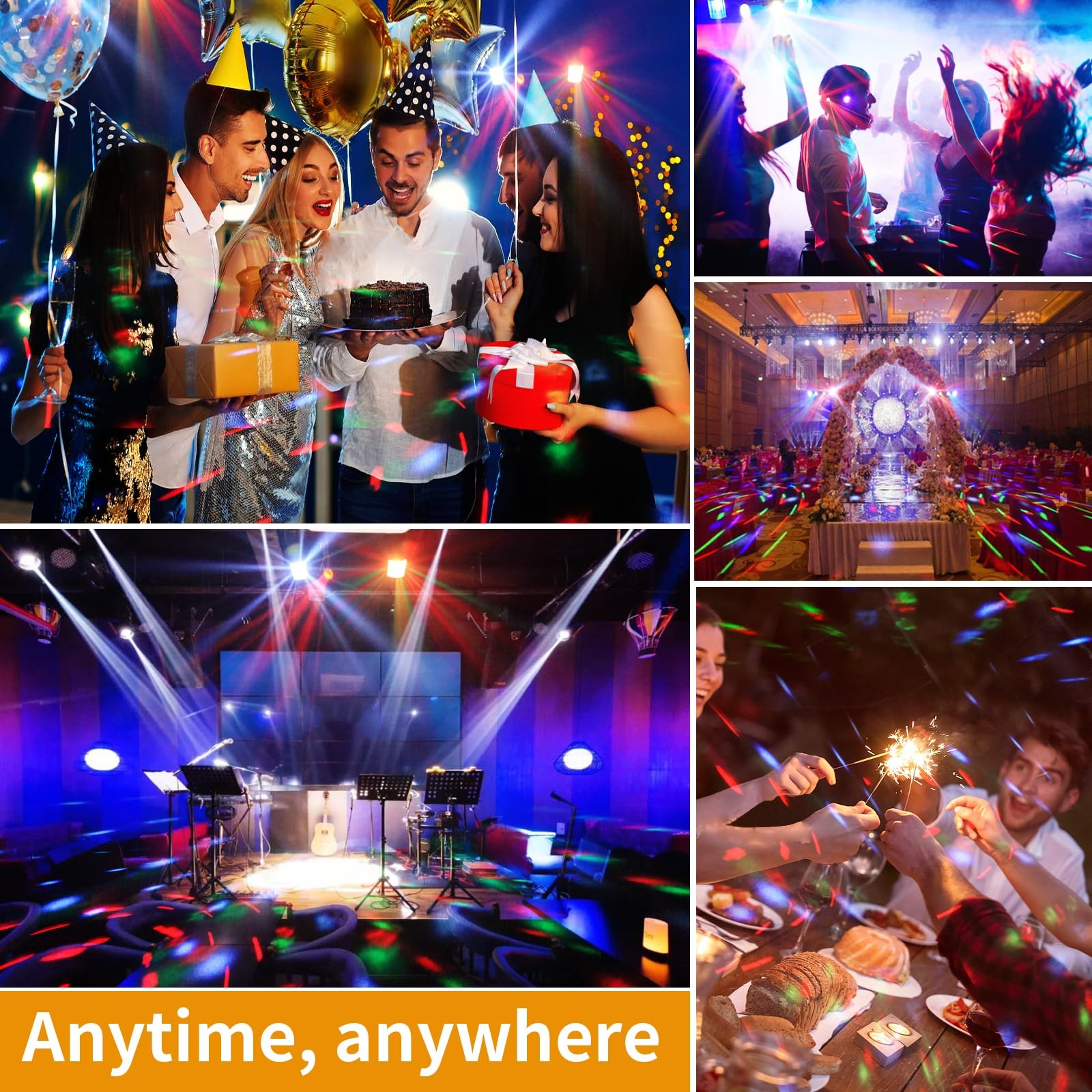 DJ Lights with Stand, 5 in 1 Party Lights DJ Disco Light for Parties Indoor, Sou
