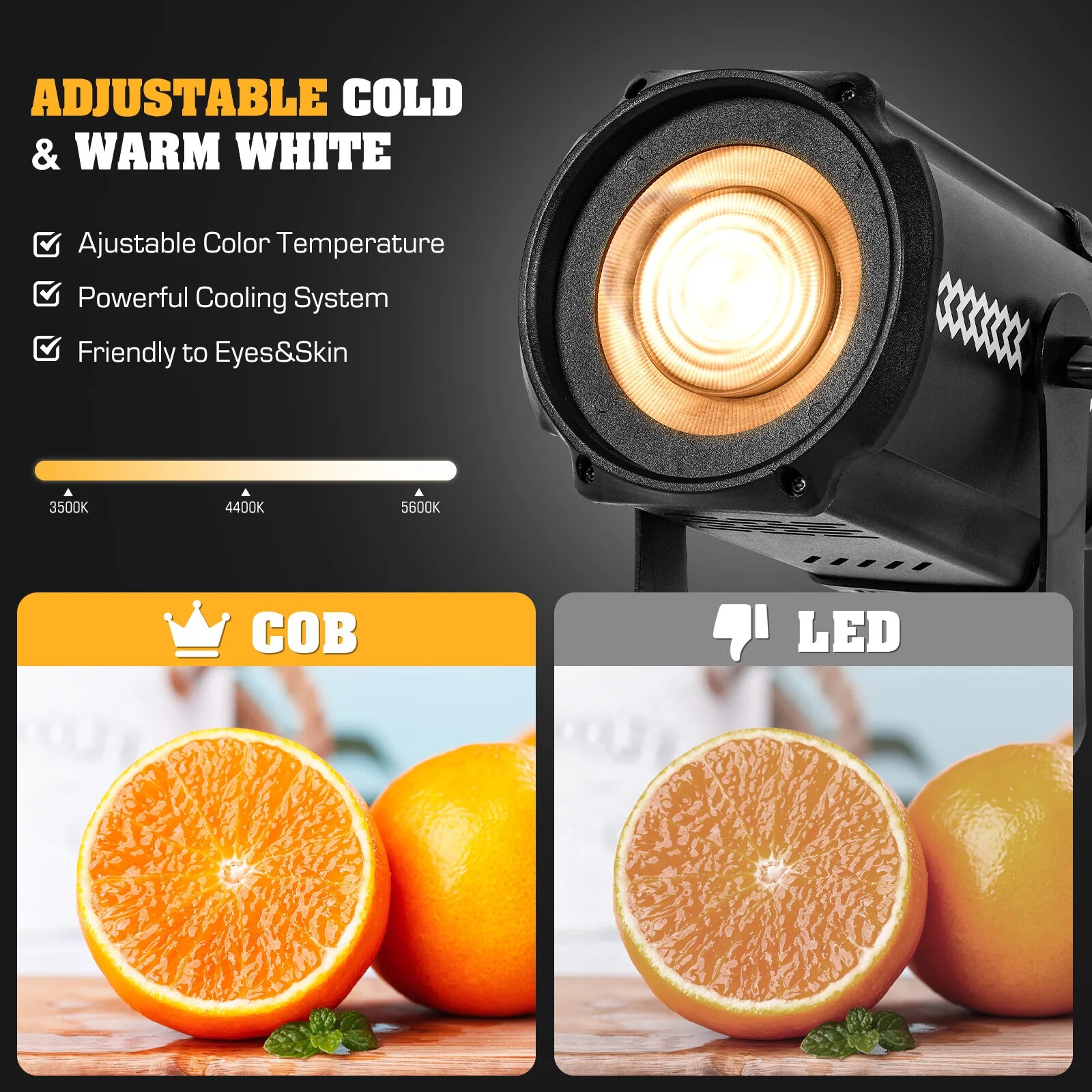100W Cob Par Lights White+Warm White Dmx512 Bar Disco Stage Dj Party Par Lights