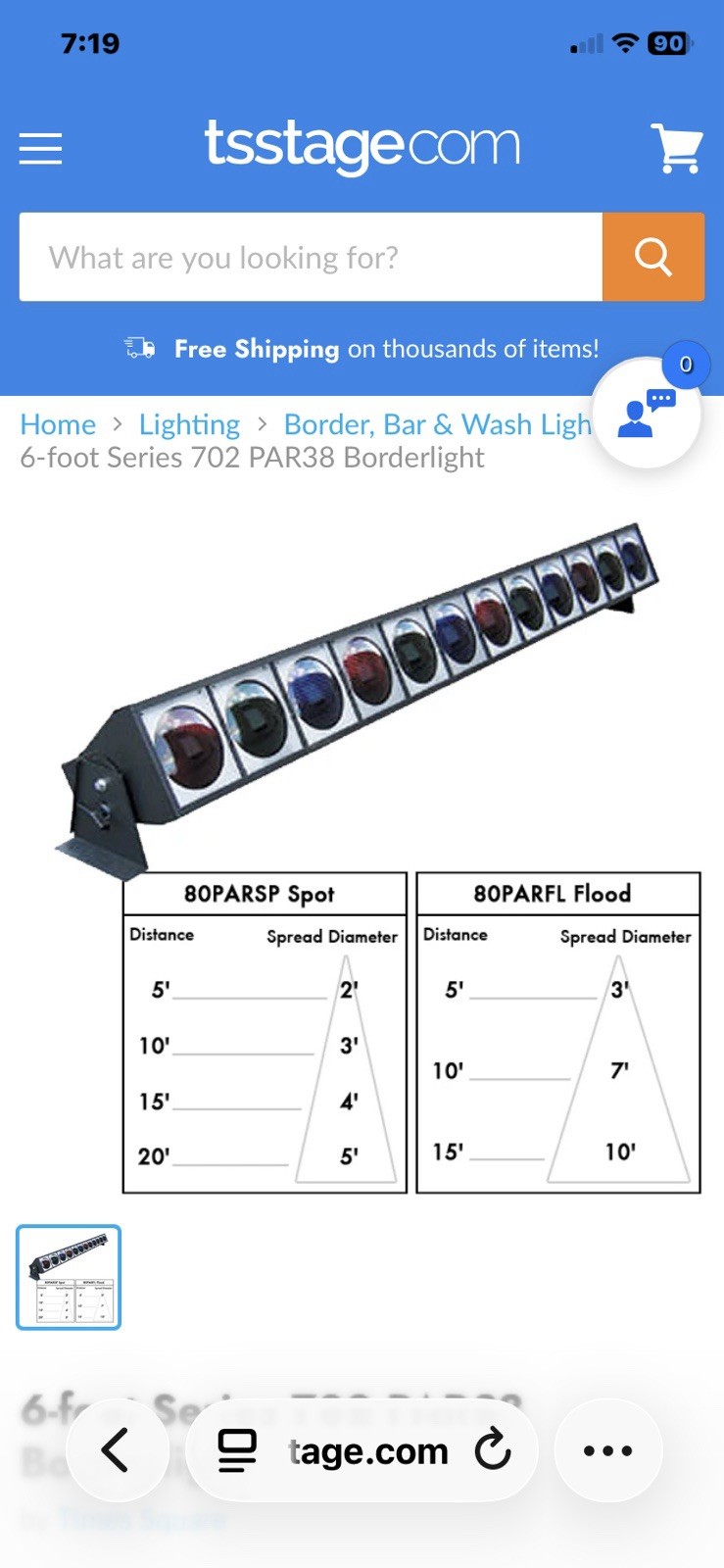 Times Square Series 702 PAR38 Borderlight 6ft Incandescent Multicolor