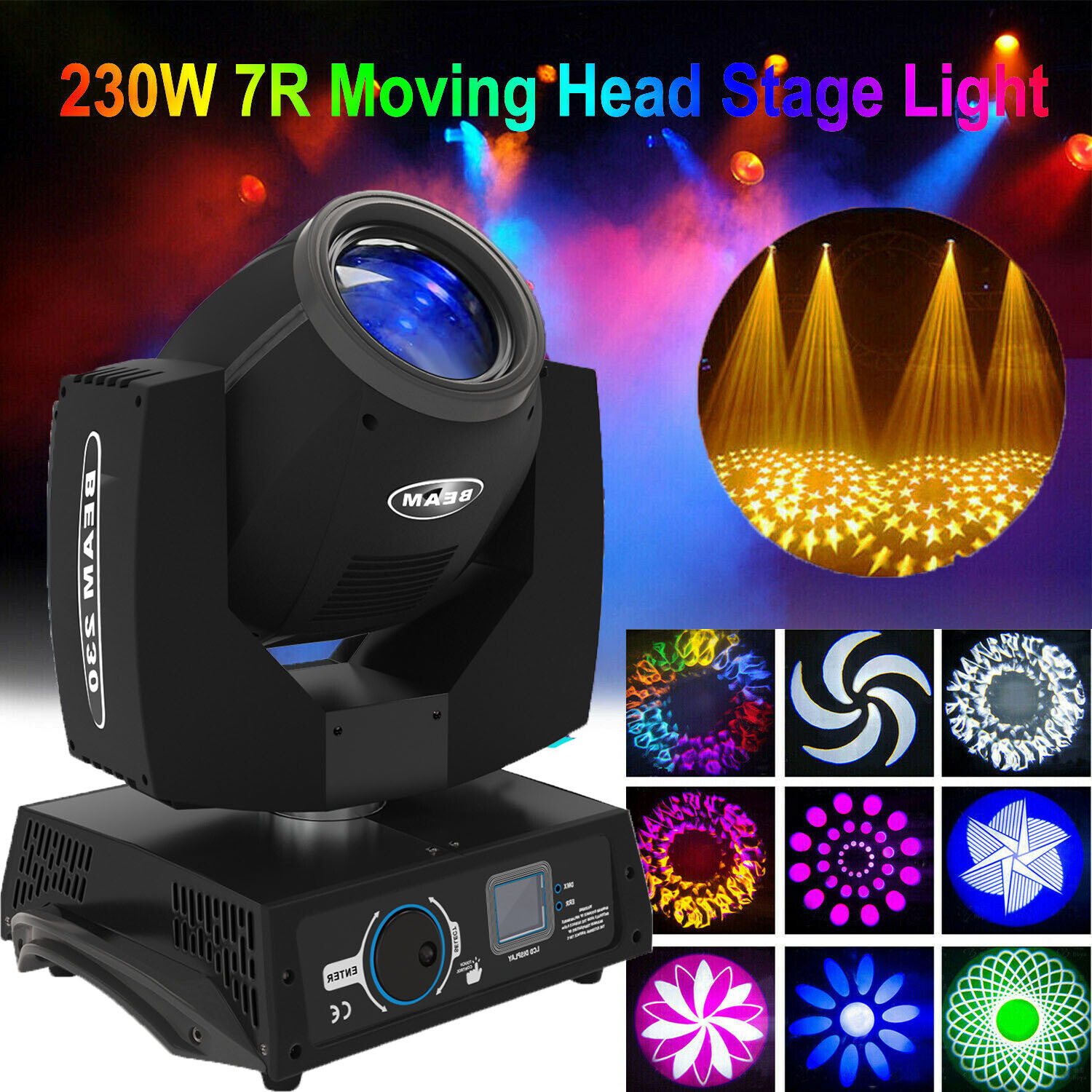 4PCS 7R 230W Sharpy Beam 8+16 Prisms Moving Head DMX DJ Stage Spotlighting Party