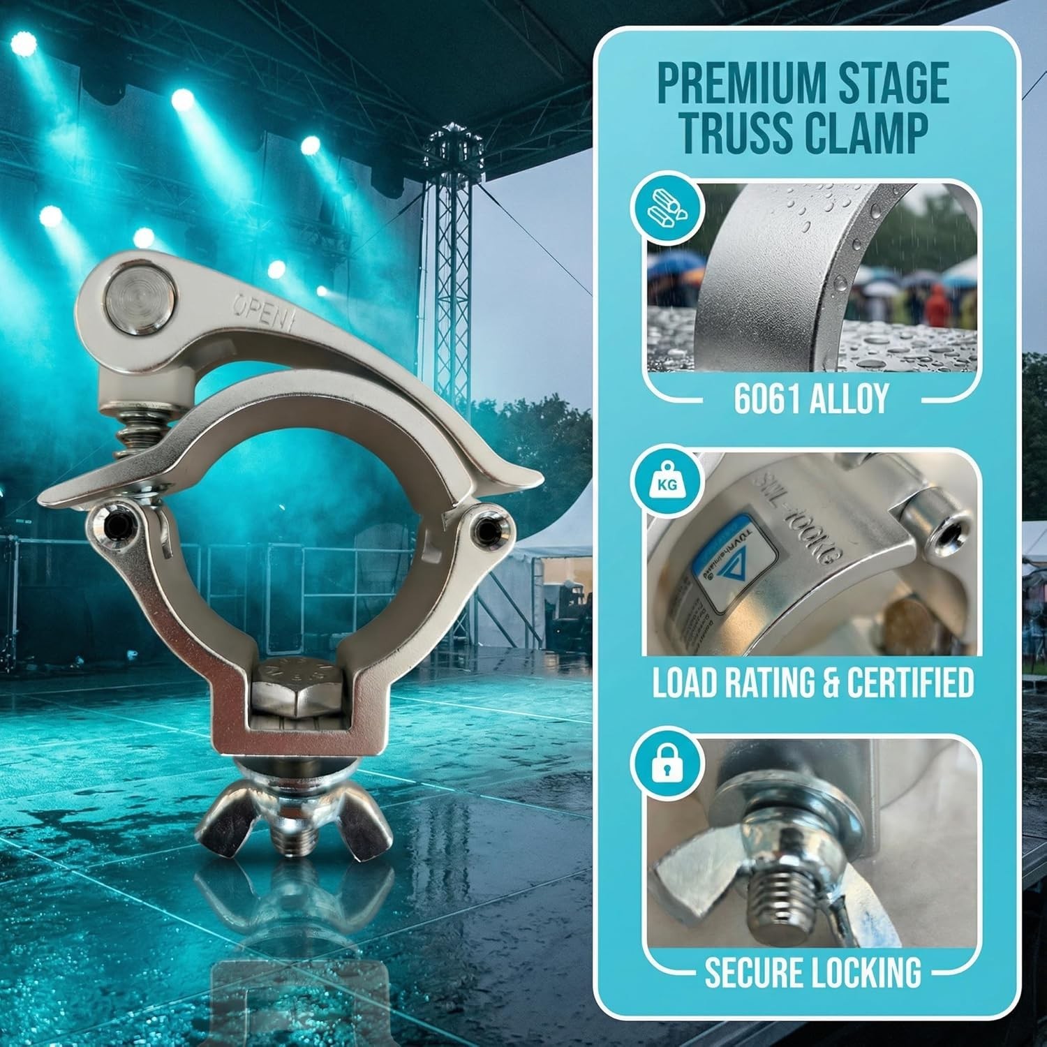 Durable Aluminum Alloy Lighting Clamps – Quick Release for 1.26-1.38″ Pipes