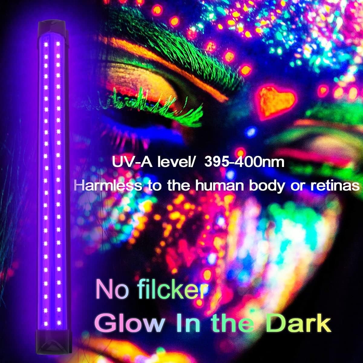 2Pcs 48LED UV Black Light Bar Fixtures Ultraviolet Lamp Strip US Plug Party Club