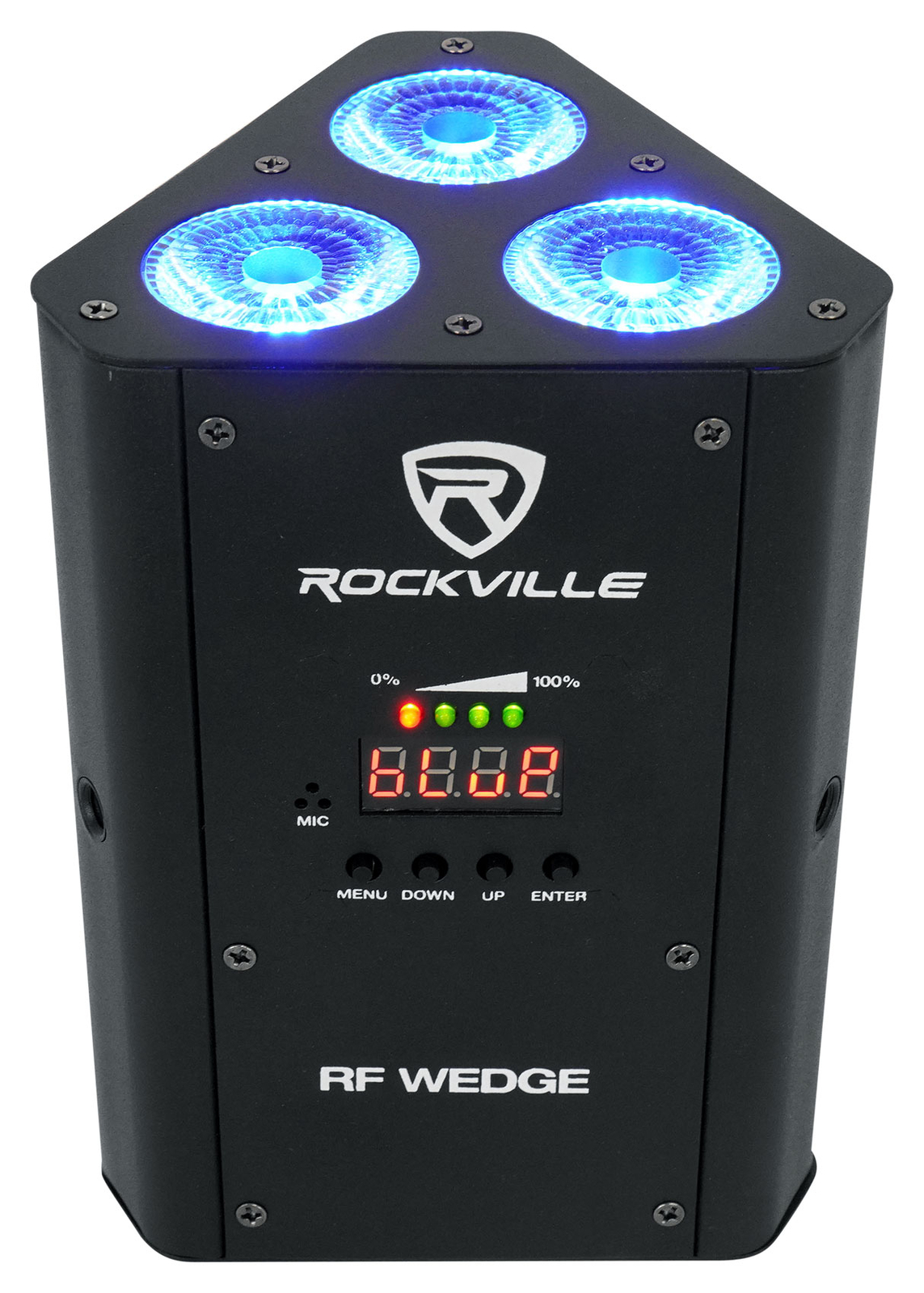 Rockville RF WEDGE BLACK RGBWA+UV Battery Wireless DMX DJ Par Up Light+RF Remote