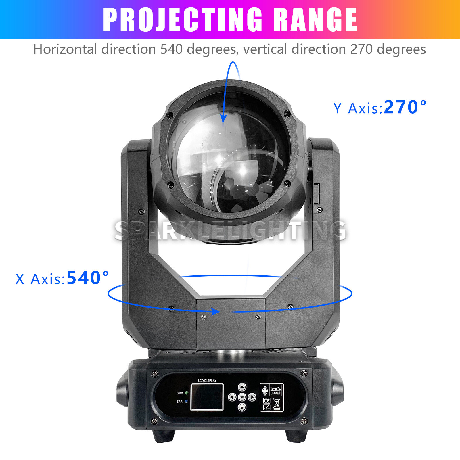 Fogging Rainbow Effect 295W Moving Head Beam Disco DJ Light Music Control DMX512
