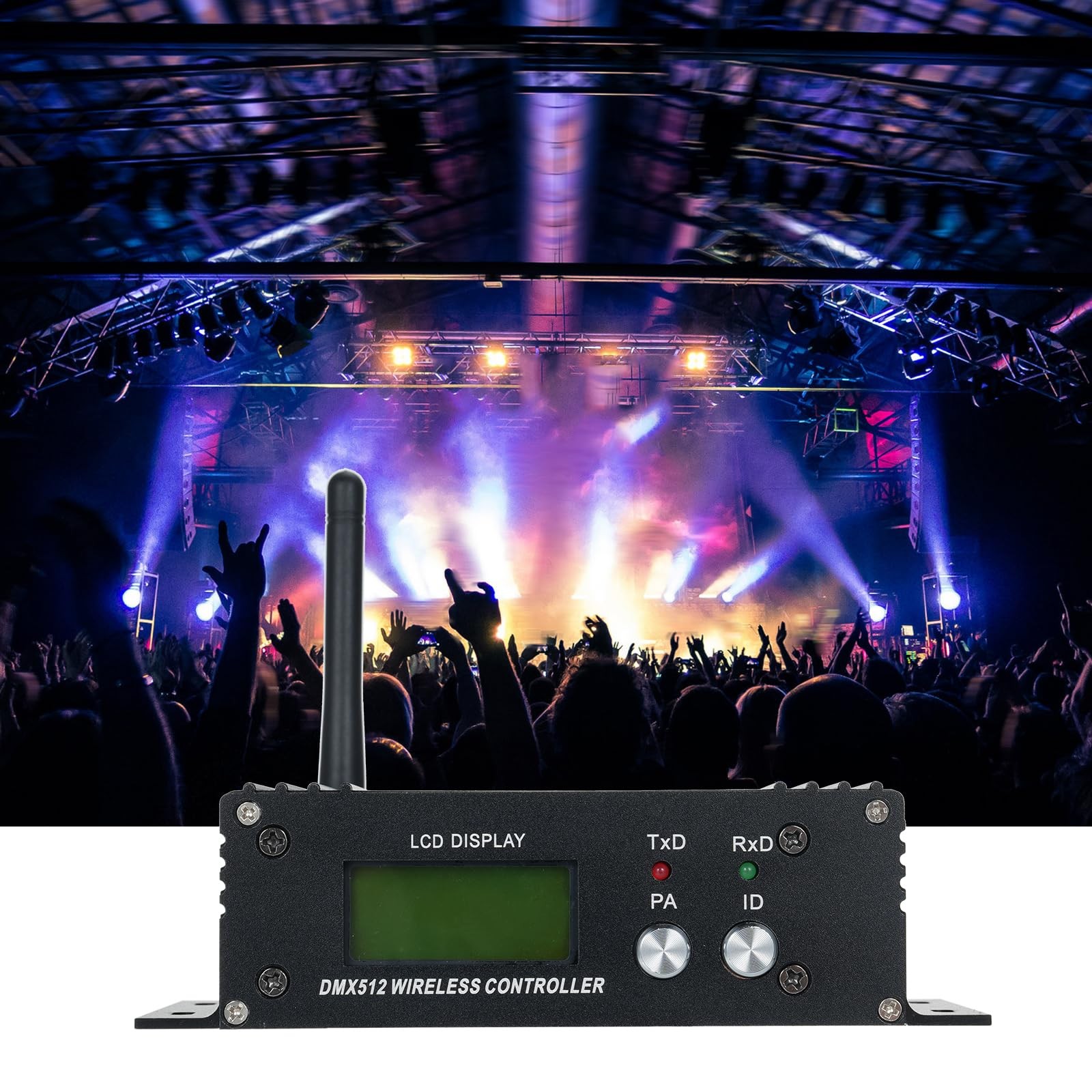 DMX512 2.4G Wireless Controller Transmitter Receiver LCD Display Power Adjust…