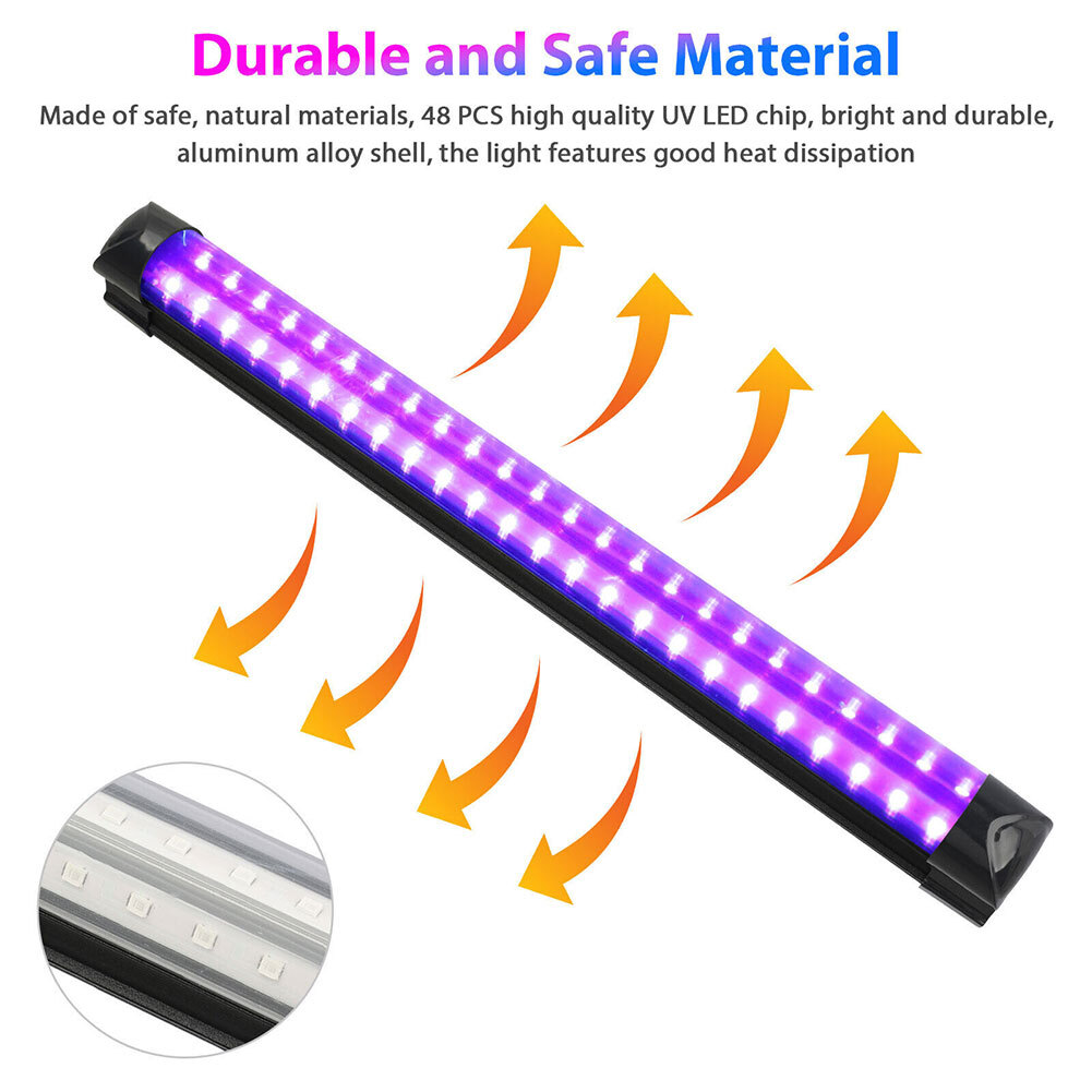 UV Black Light Bar Fixtures Ultraviolet Lamp Strip US Plug DJ Party Club 48LED