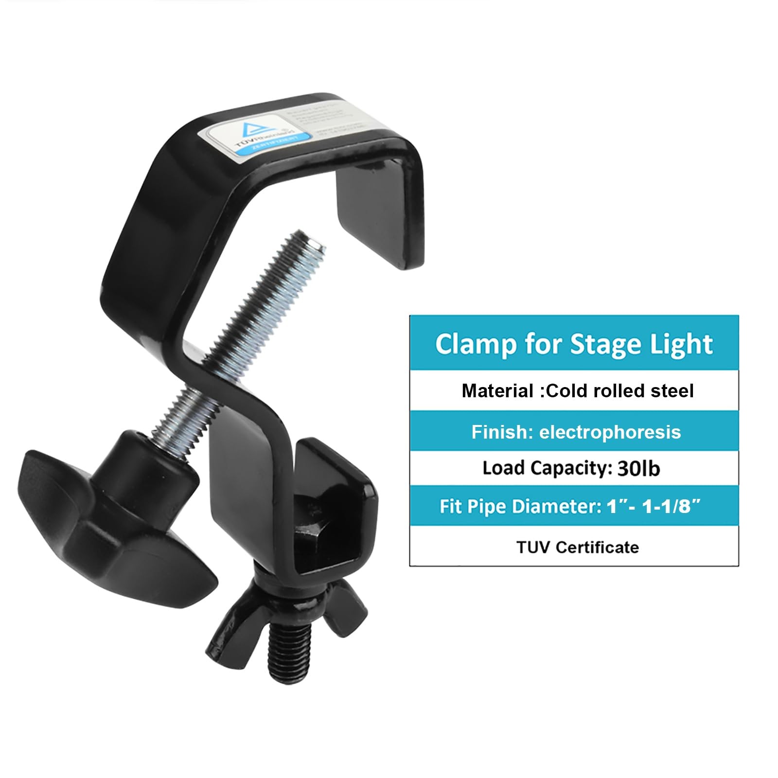 6 Pack Black Truss Clamps Stage Light Hook, Heavy Duty Iron C Clamp Fits Pipe OD