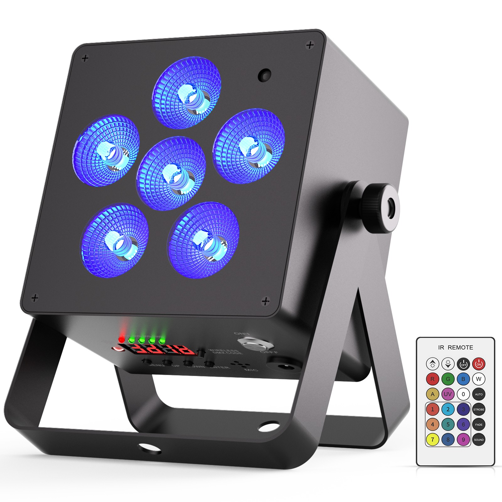 80W RGBW+UV Rechargeable 6-LED Par Can Light App Control For Show Disco