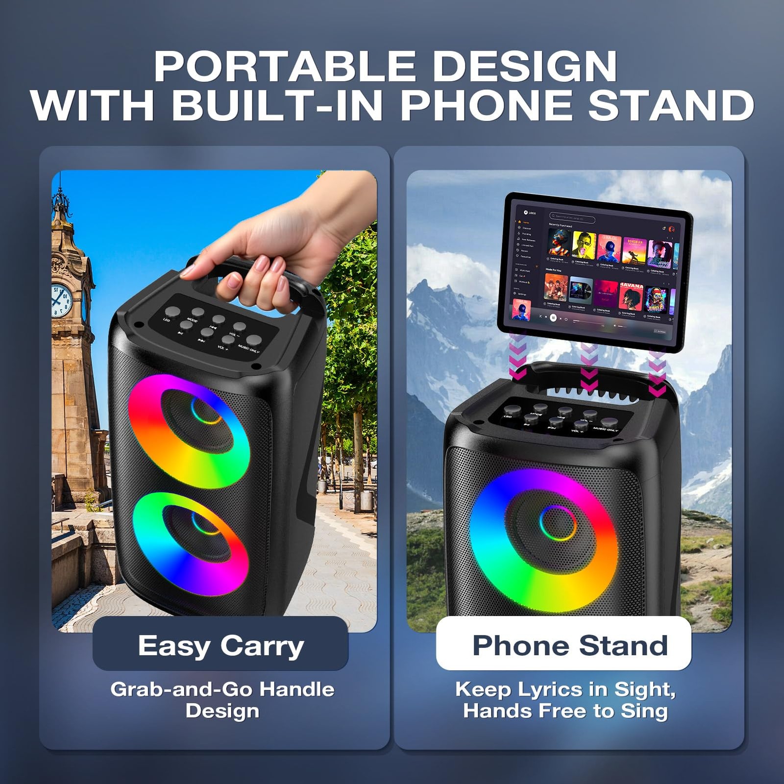 Karaoke Machine for Adults: Portable Bluetooth Speaker with 2 Wireless Karaok…