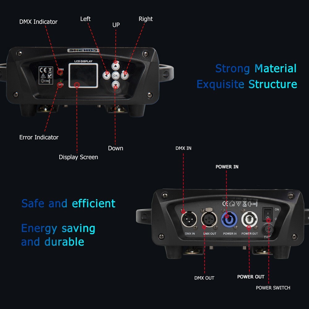 4PCS 19x15W LED Beam Wash RGBW Zoom Moving Head Stage Lighting DJ Party Show Bar