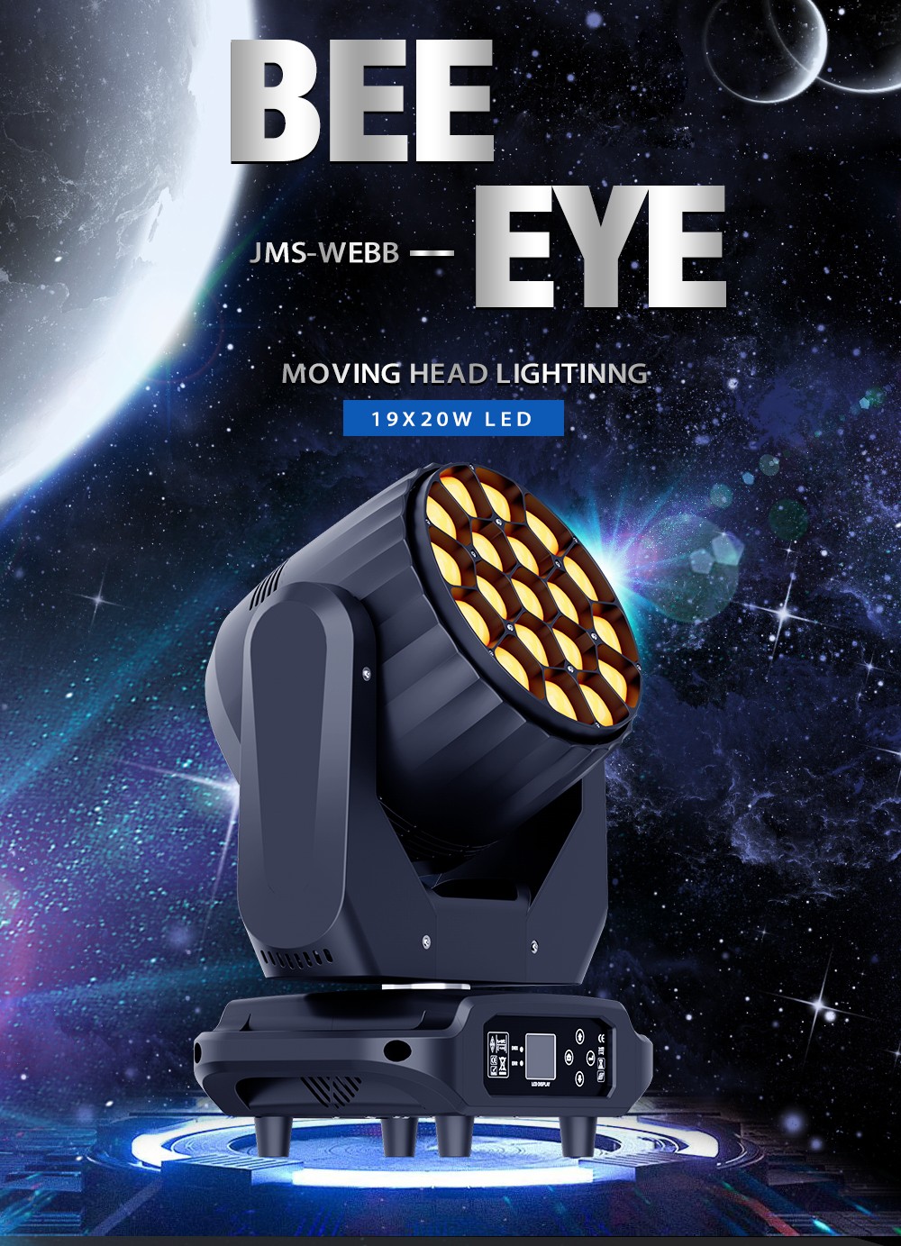 19x15W/19x20W LED RGBW Moving Head Light Beam Wash Zoom Or Case Party Show Disco