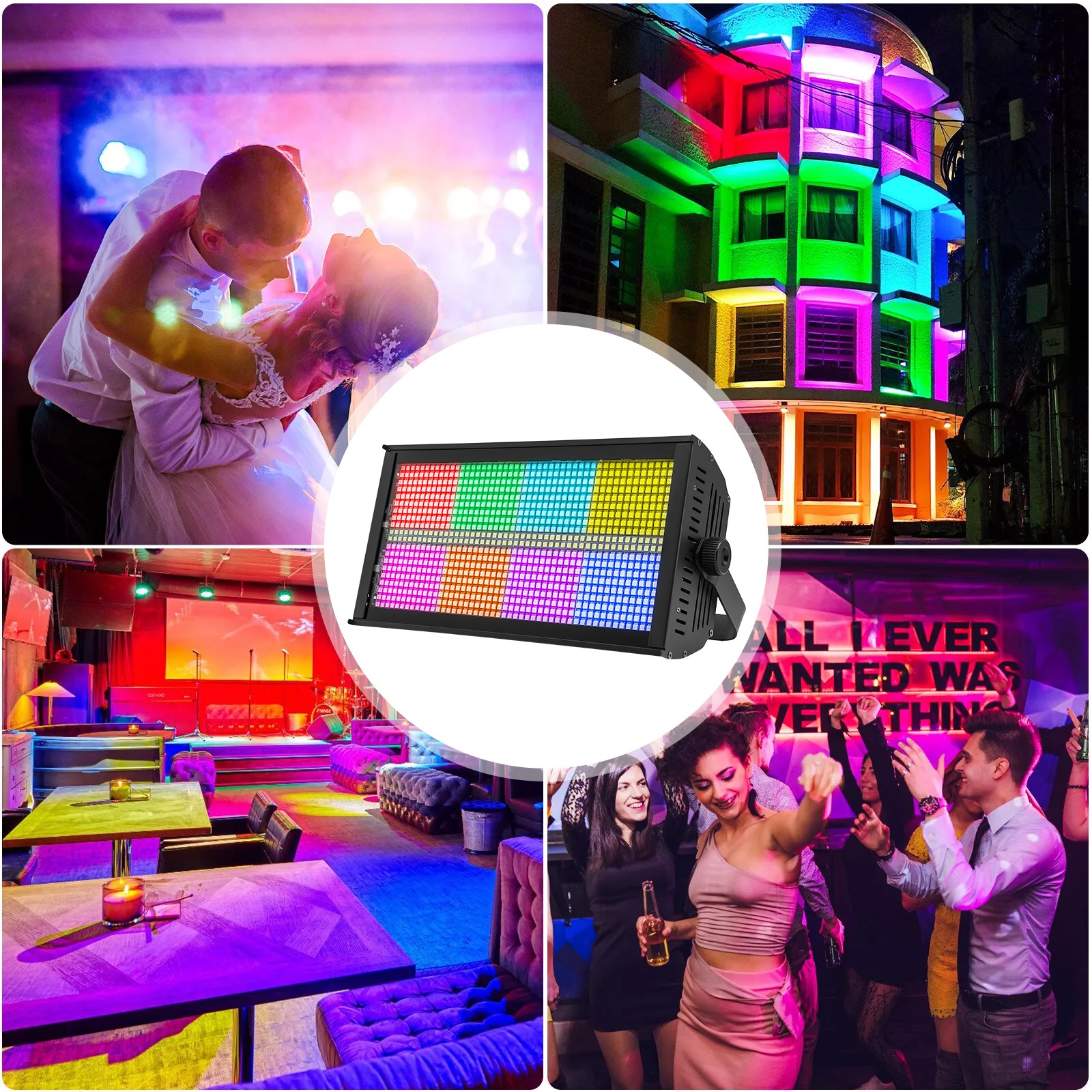 2PCS 200W Strobe Light Aluminum DMX 960LED RGBW Flash Wall Wash Stage Lighting